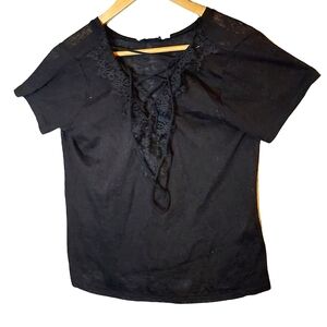 Molly Bracken Lace Ruffles Drawstring Tee size XS